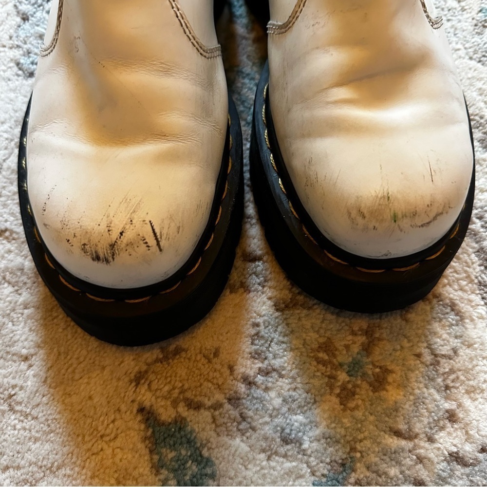 Doc Marten Platform White Chelsea Boots - Picture 2 of 5